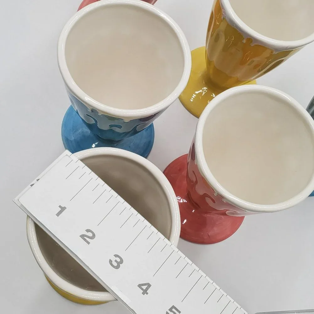 Pottery Barn Outlet Milkshake Ceramic Glass (6) & Spoons (6)